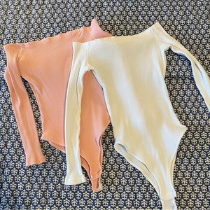 Boatneck Bodysuits (2) Pink & White